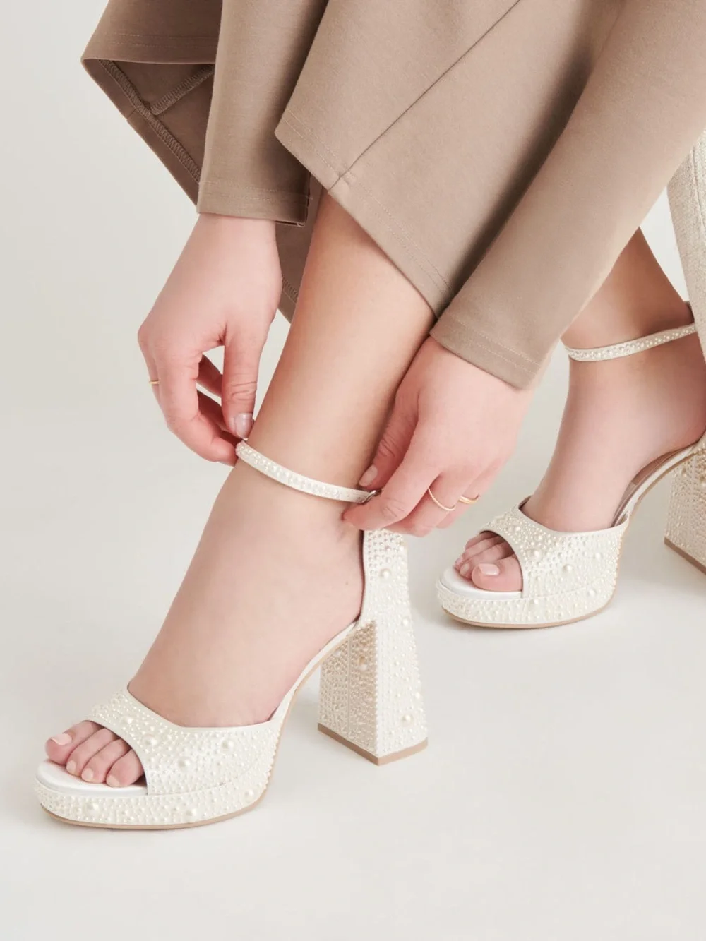 DOLCE VITA Pandro Pearl Heels in True White Satin